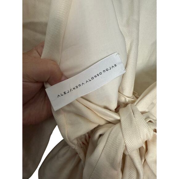 Alejandra Alonso Rojas prairie cream dress silk and linen blend midi - Picture 2 of 8